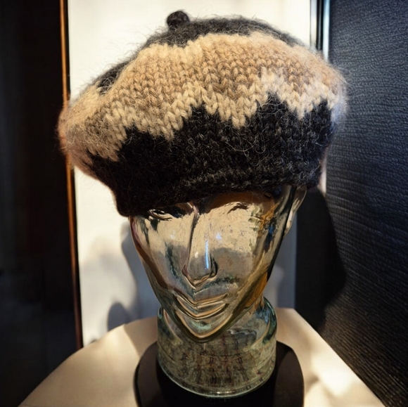 NWOT Handmade Wool Beret Hat, Winter Warm Hat in brown, beige, and grey color - Picture 2 of 10